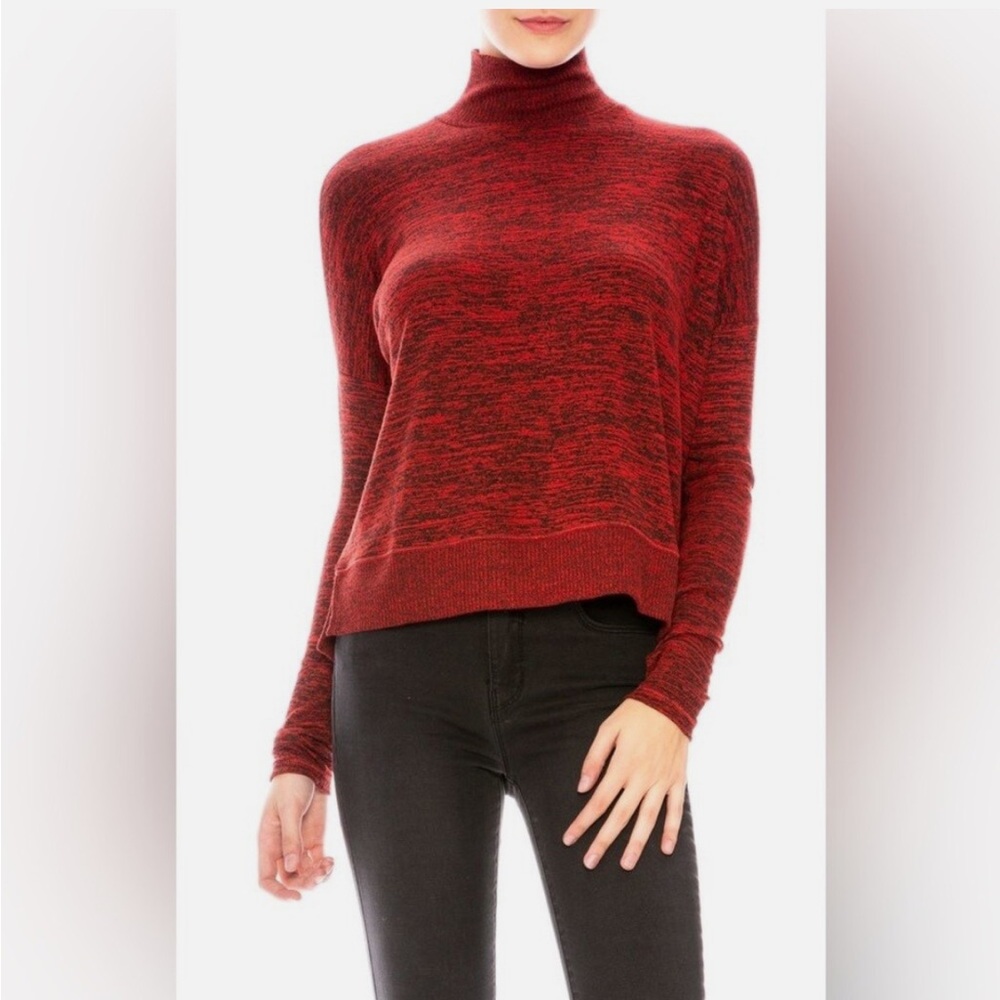 Rag & Bone Bowery marled yarn top red turtleneck sweater size SP
